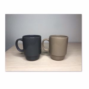 Tan & Gray Stackable Mug Set